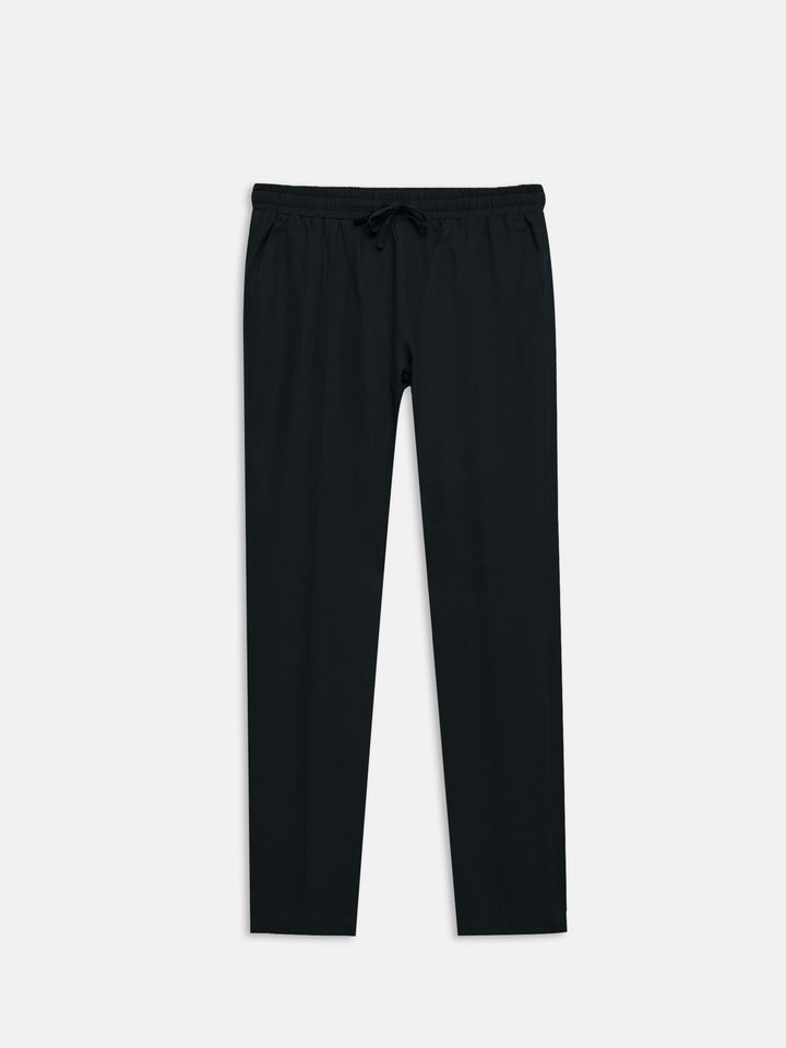 Navy Blue Linen Blended Casual Pajama