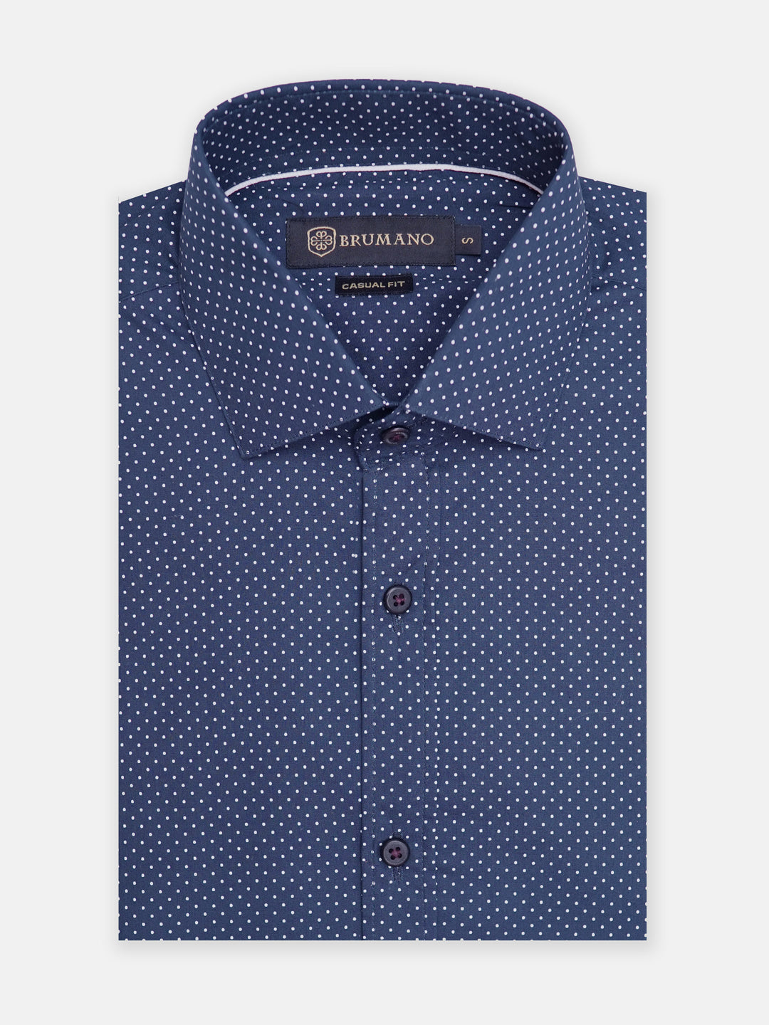 Navy Blue Polka Dot Printed Shirt