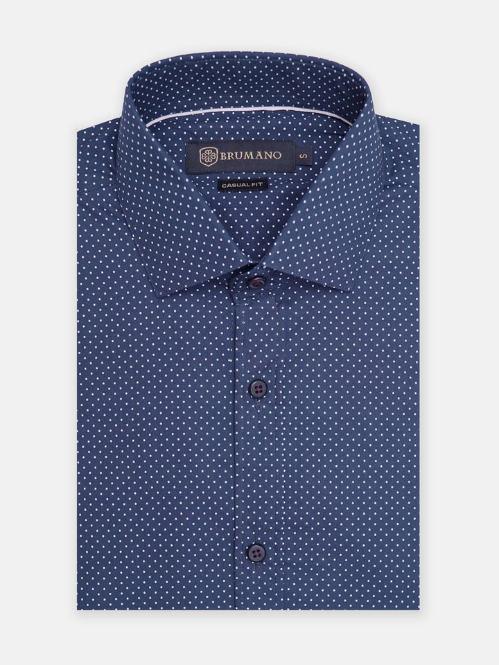 Navy Blue Polka Dot Printed Shirt