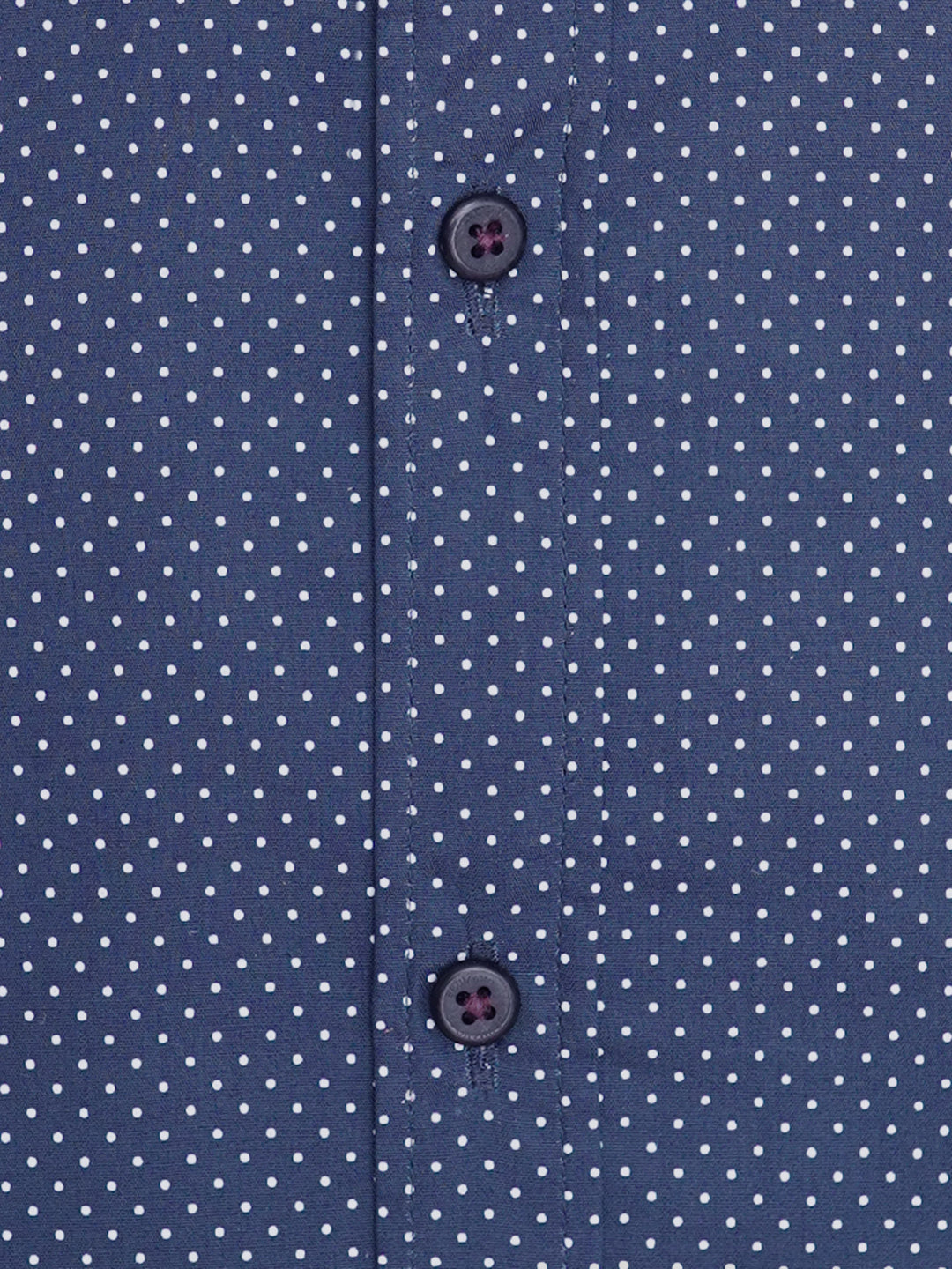 Navy Blue Polka Dot Printed Shirt