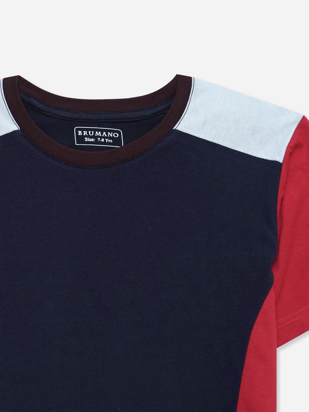 Navy Blue & Red T-shirt With Contrasting Rib - Junior