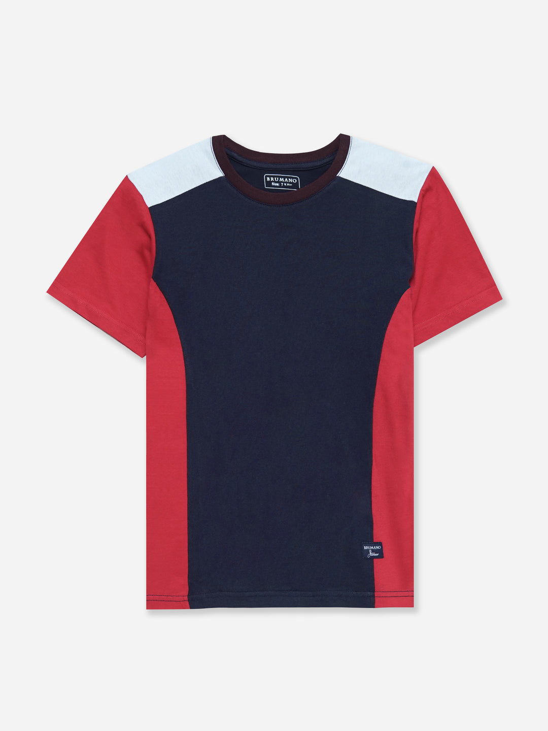 Navy Blue & Red T-shirt With Contrasting Rib - Junior
