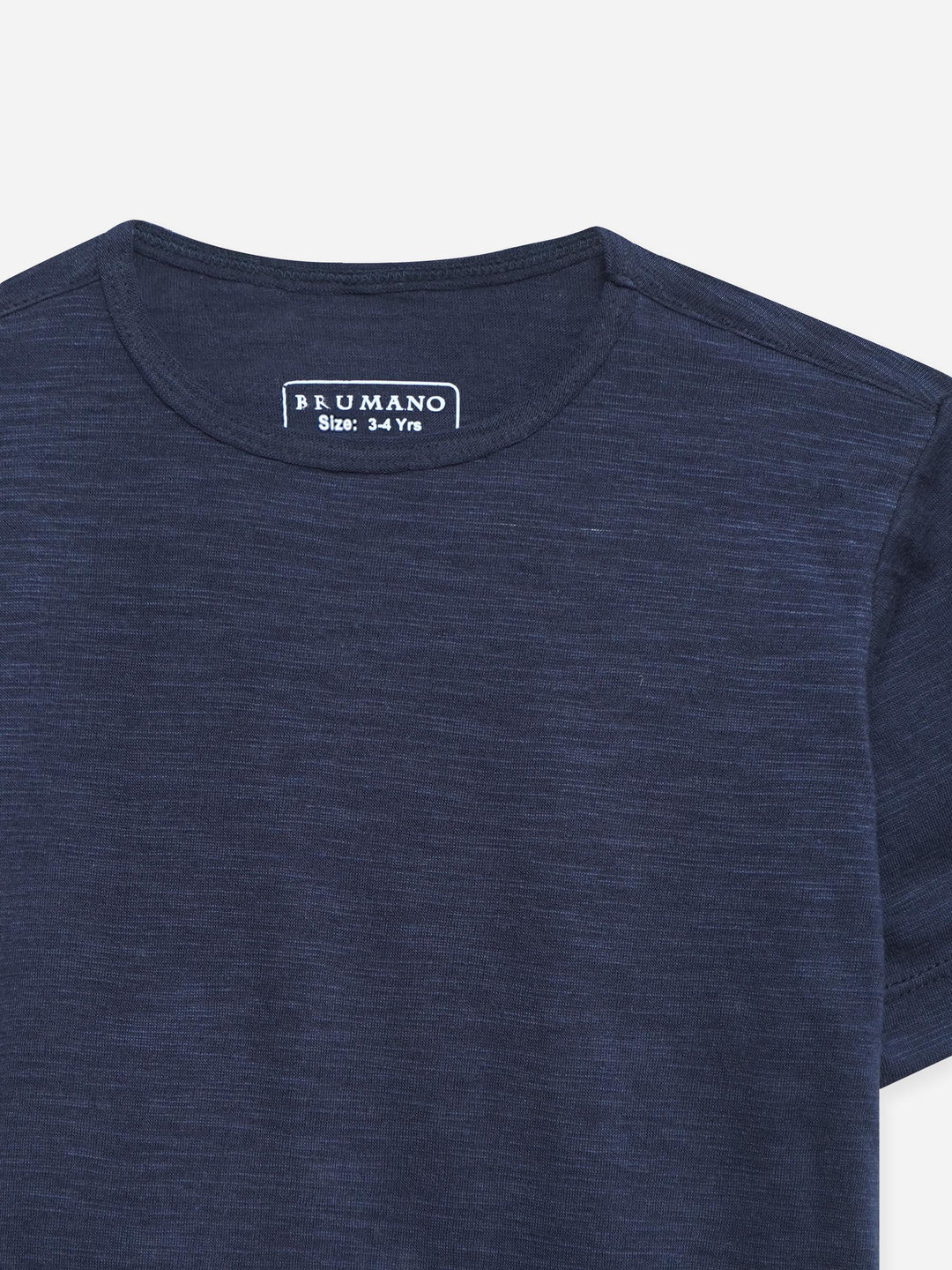 Navy Blue Slub Effect Crew Neck T-Shirt - Junior