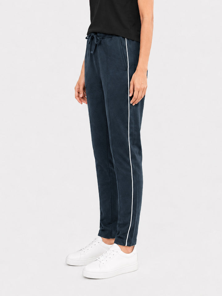 Navy Blue Sporty Regular Fit Knitted Pajama - Women