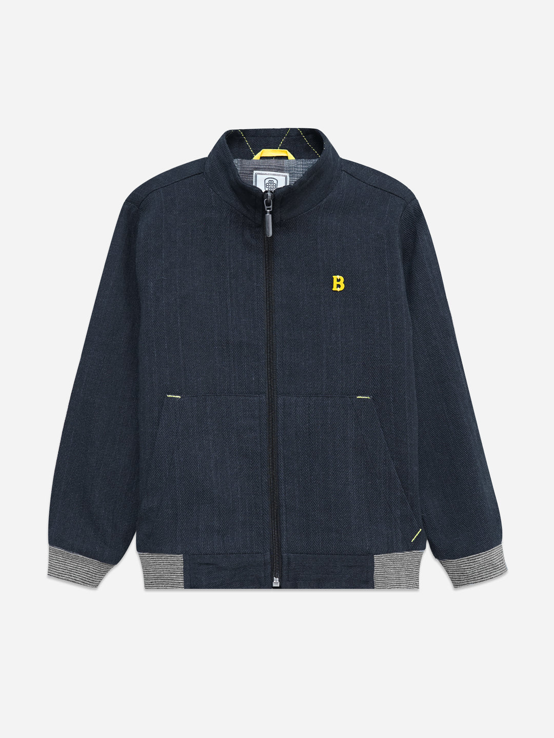 Navy Blue Structured Jacket With Pockets