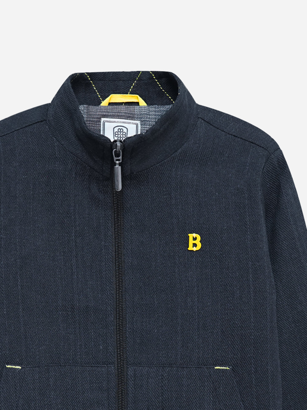 Navy Blue Structured Jacket With Pockets
