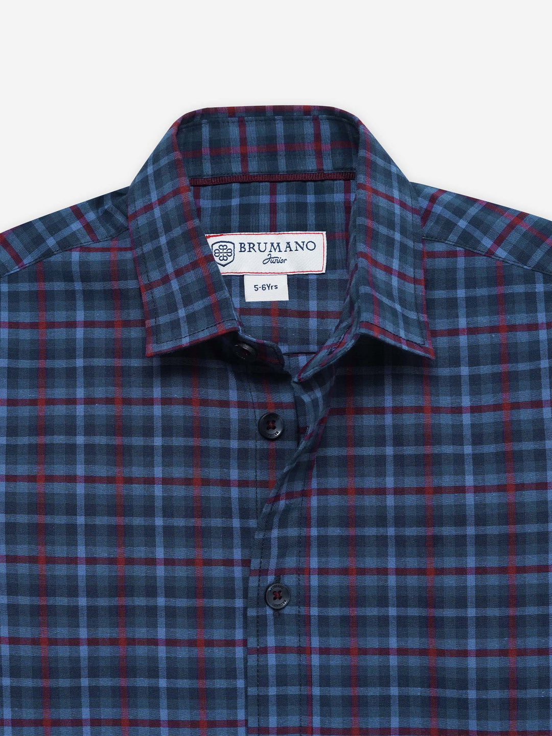 Navy Blue Tartan Plaid Checkered Casual Shirt - Junior