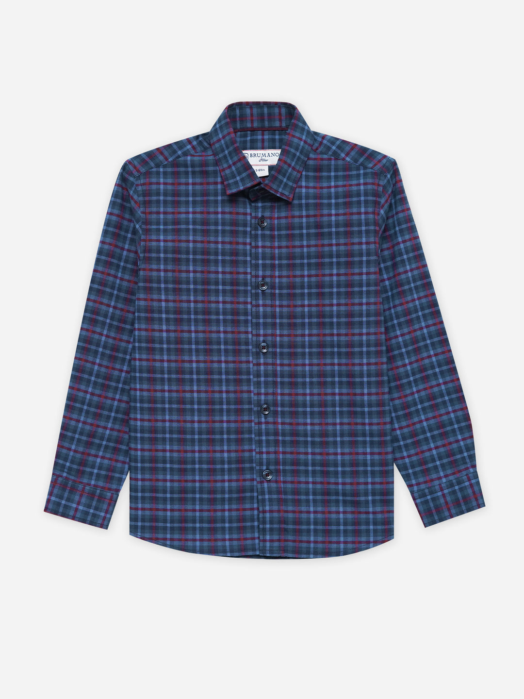 Navy Blue Tartan Plaid Checkered Casual Shirt - Junior