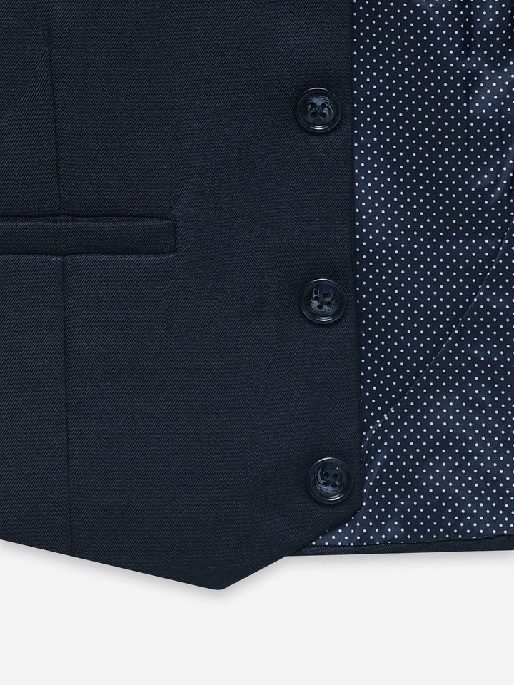 Navy Blue Twill Formal Vest With Bow - Junior
