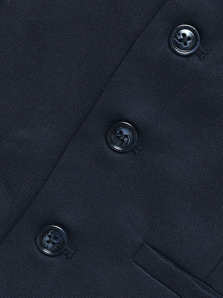 Navy Blue Twill Formal Vest With Bow - Junior