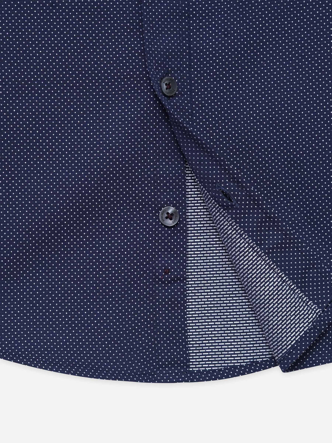 Navy Blue & White Dobby Casual Shirt - Junior