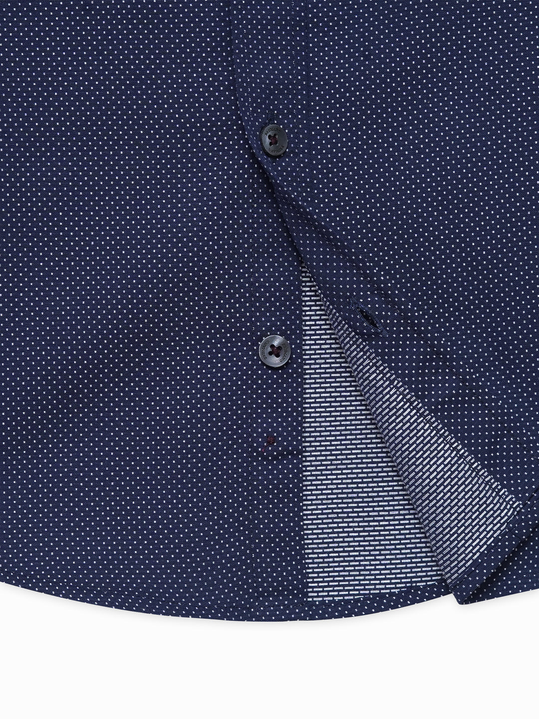 Navy Blue & White Dobby Casual Shirt - Junior 
