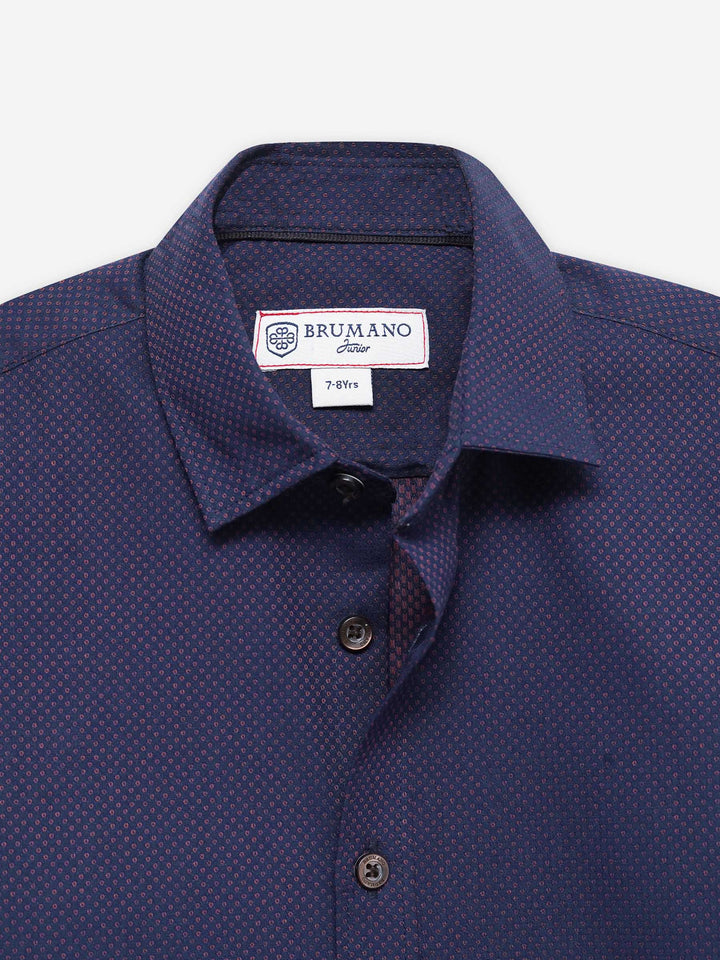 Navy Blue & White Orange Casual Shirt - Junior