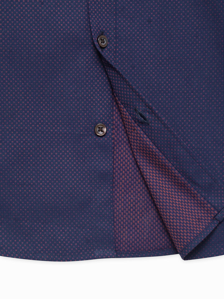 Navy Blue & White Orange Casual Shirt - Junior