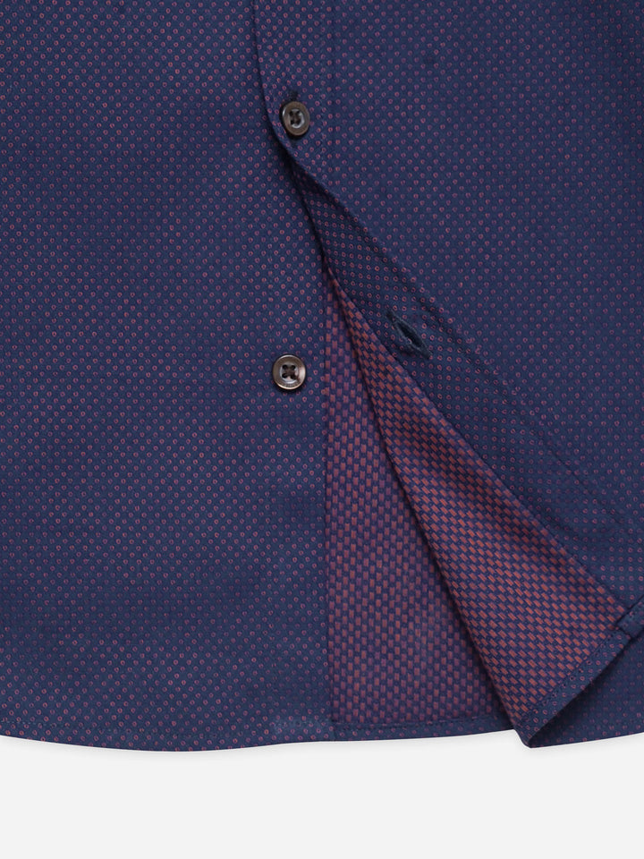 Navy Blue & White Orange Casual Shirt - Junior