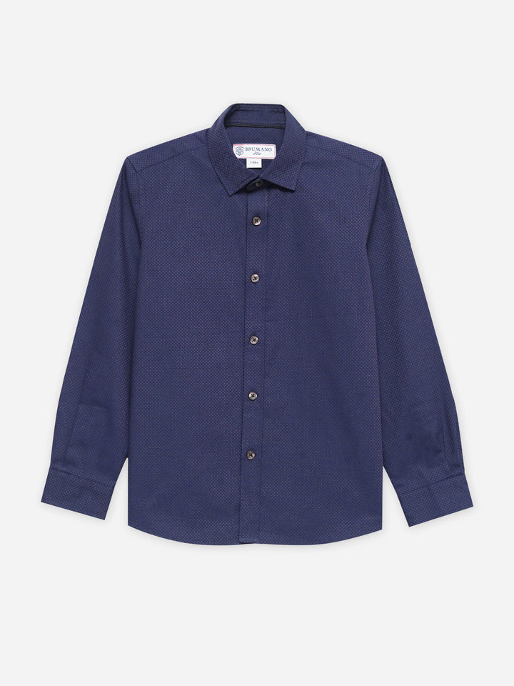 Navy Blue & White Orange Casual Shirt - Junior