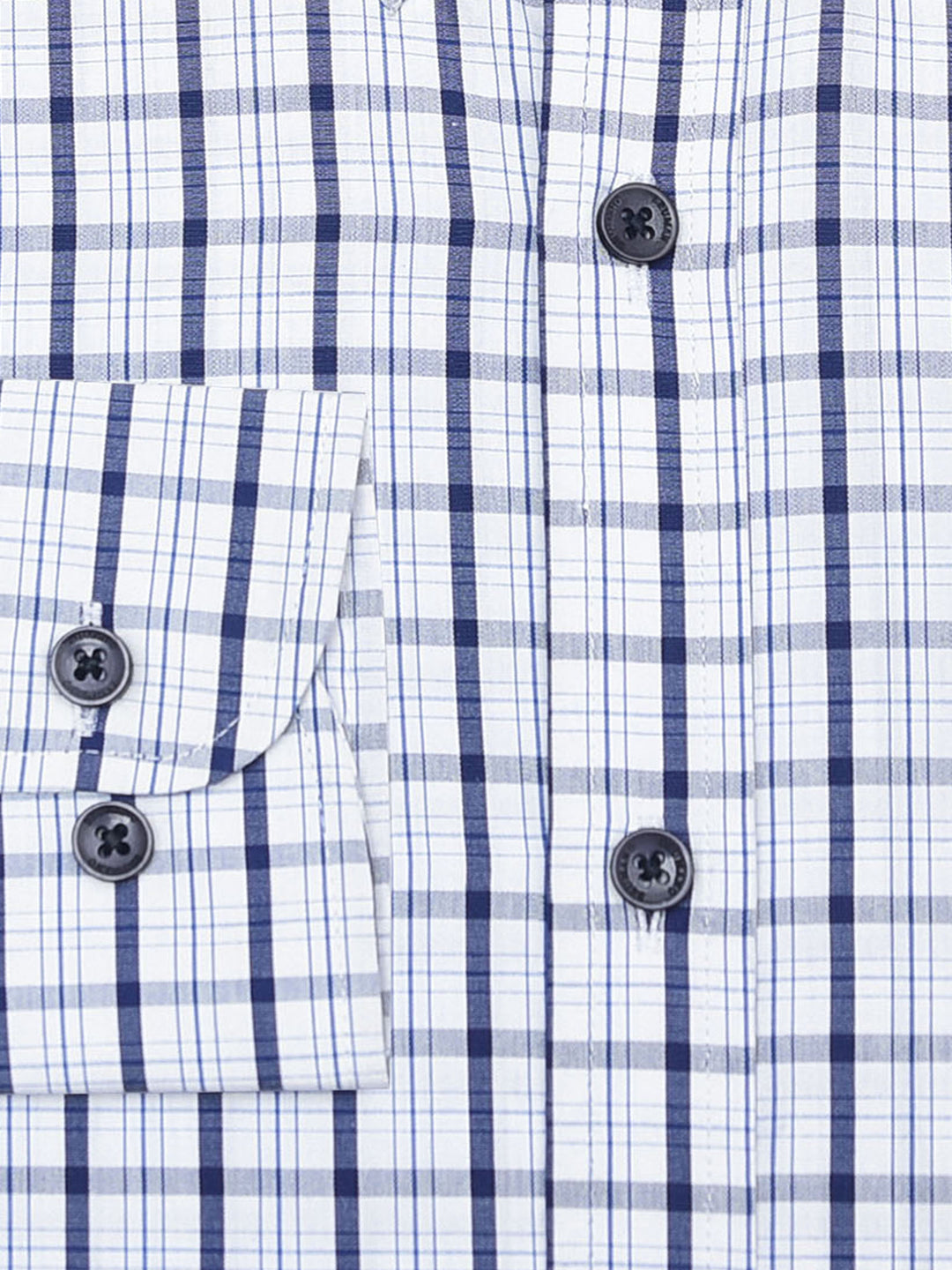 Navy Blue & White Tartan Plaid Checkered Shirt - Luxe