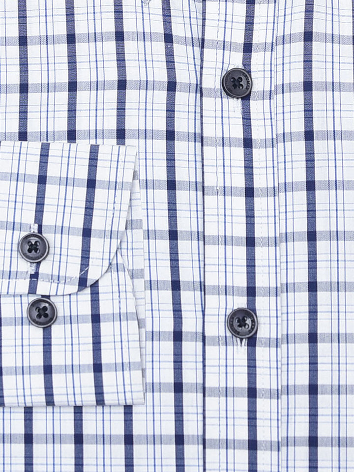 Navy Blue & White Tartan Plaid Checkered Shirt - Luxe