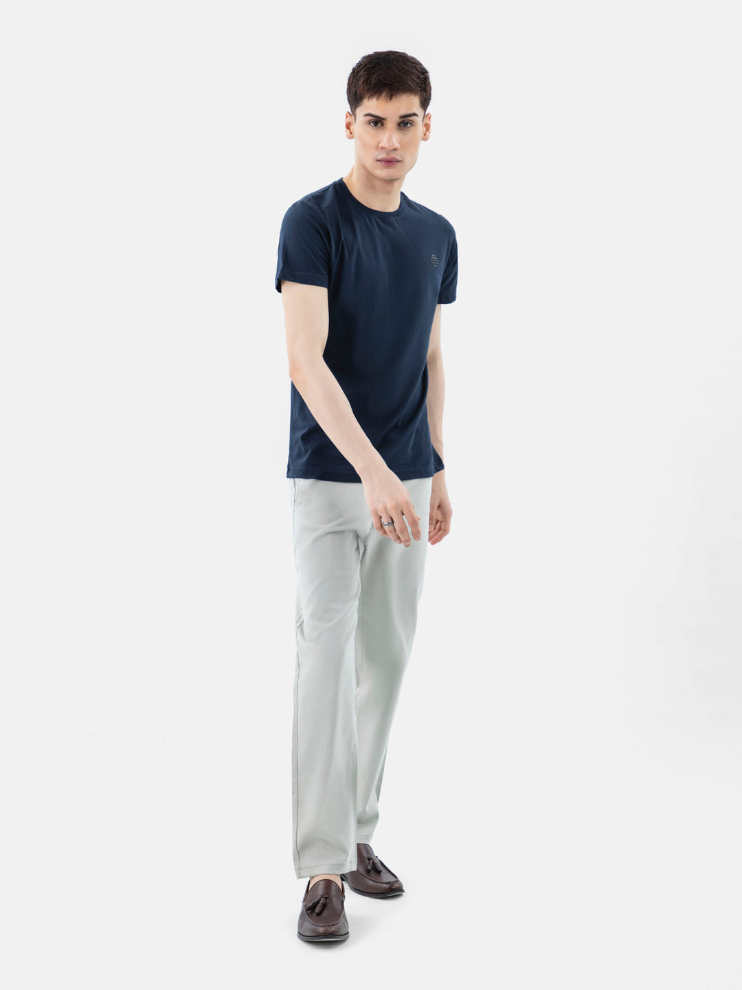 Navy Blue 100% Combed Cotton Crew Neck T-Shirt Brumano Pakistan
