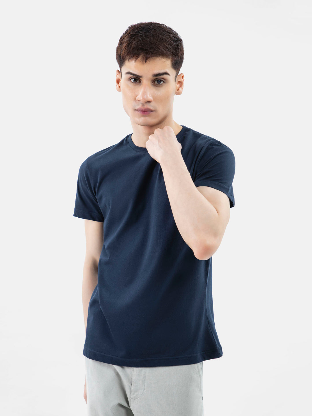 Navy Blue 100% Combed Cotton Crew Neck T-Shirt Brumano Pakistan
