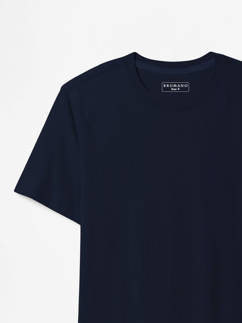 Navy Blue 100% Cotton Basic Tee - Women
