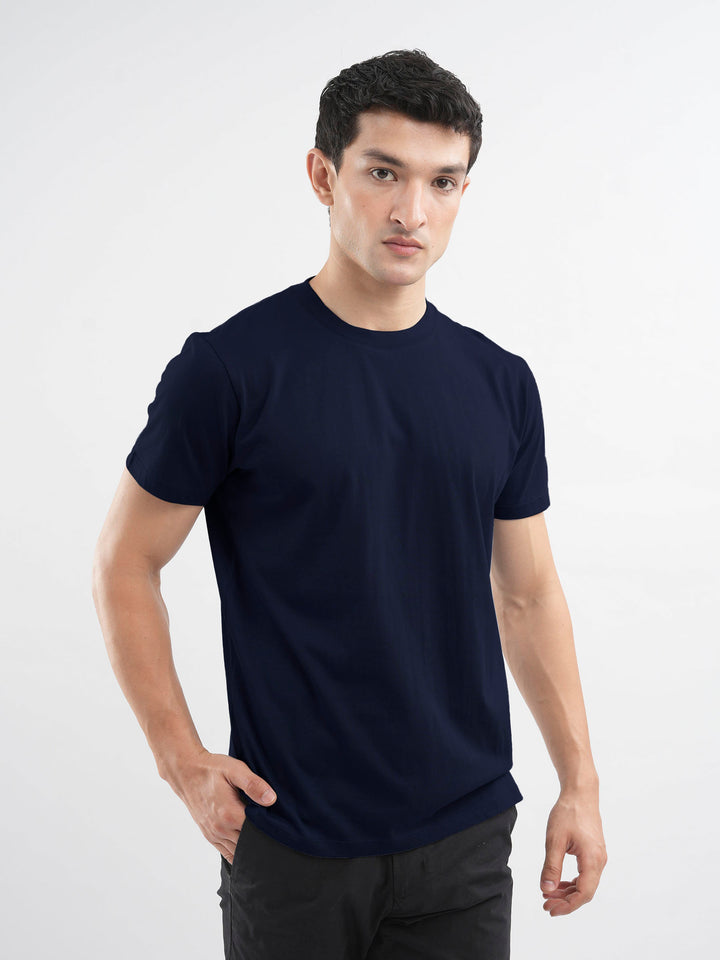 Navy Blue 100% Cotton Basic Tee