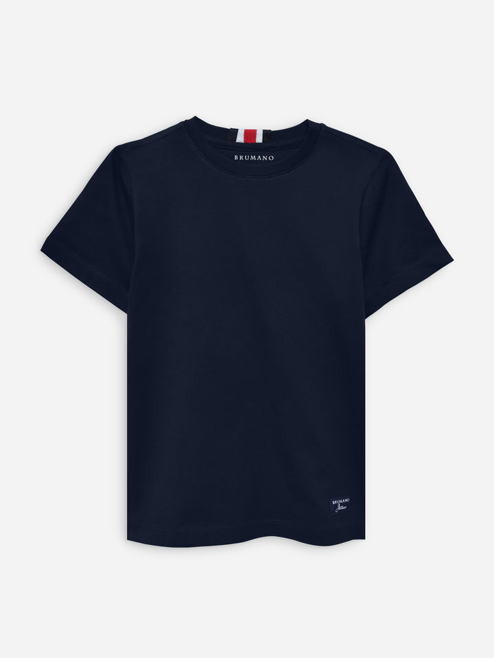 Navy Blue 100% Cotton Casual Tee With Detailing