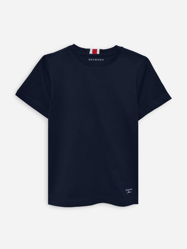 Navy Blue 100% Cotton Casual Tee With Detailing