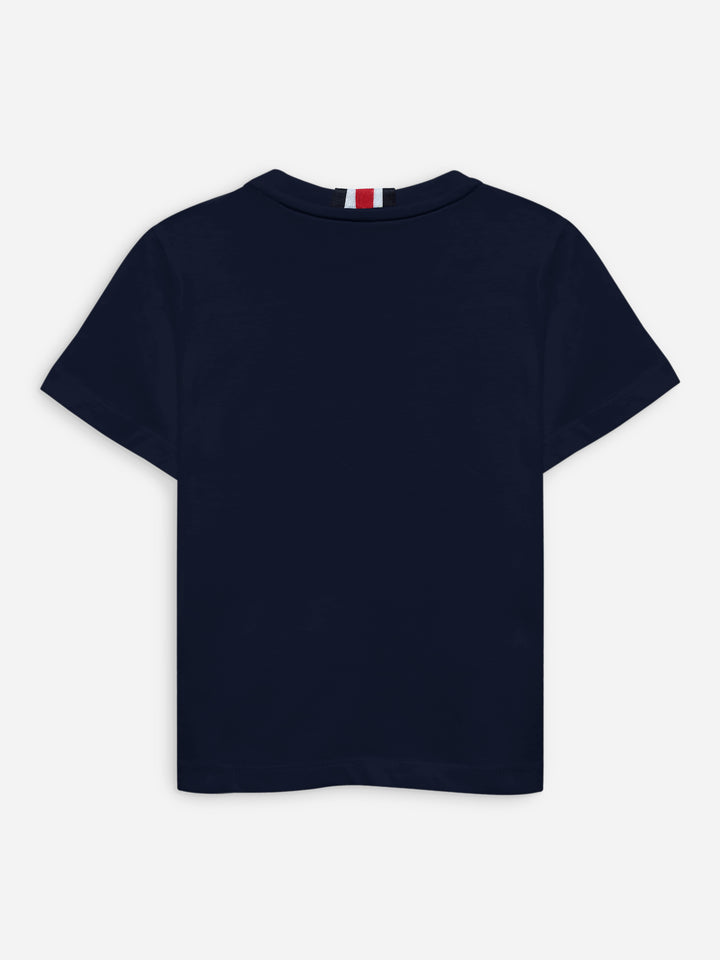 Navy Blue 100% Cotton Casual Tee With Detailing