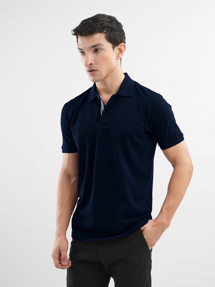 Navy Blue 100% Cotton Pique Polo