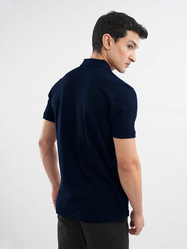 Navy Blue 100% Cotton Pique Polo