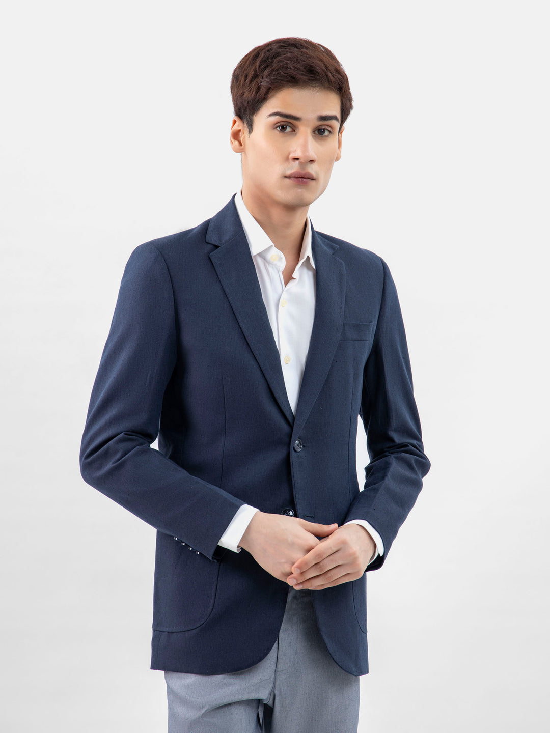 Navy blue 100% linen blazer brumano pakistan