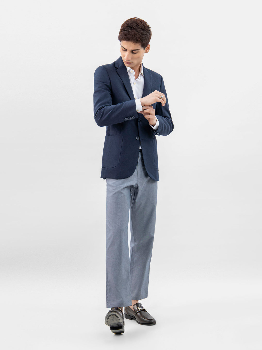 Navy Blue 100% Linen Blazer Brumano Pakistan