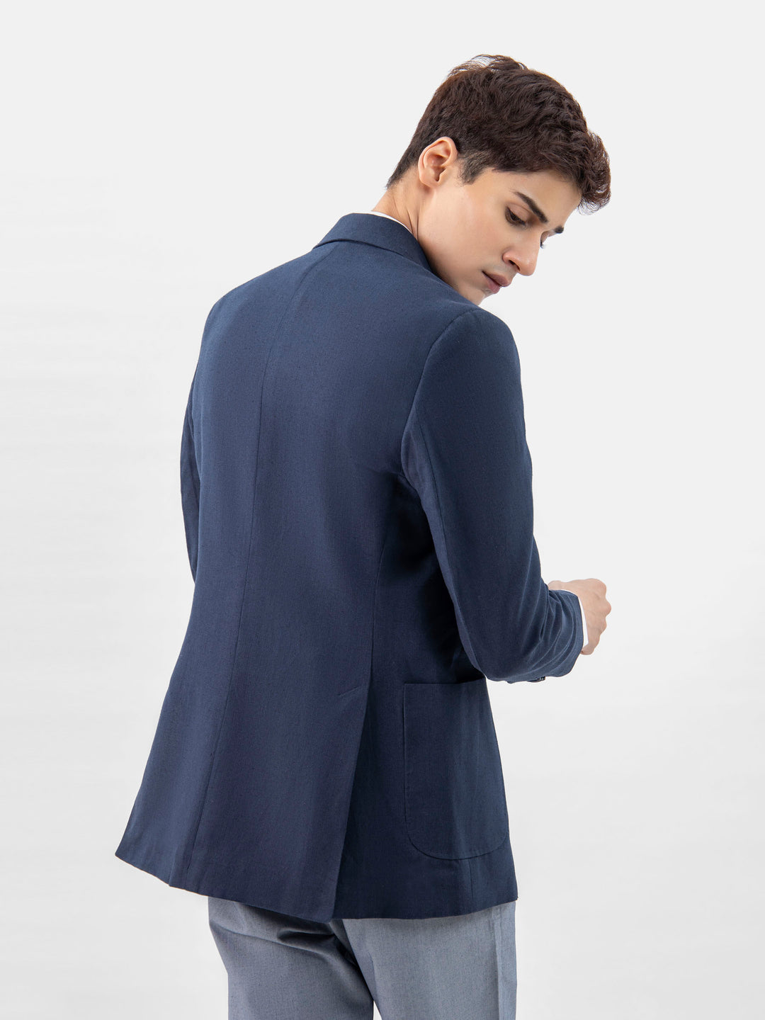 Navy Blue 100% Linen Blazer Brumano Pakistan