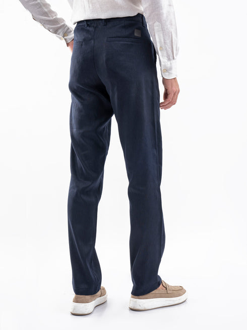 Navy Blue 100% Linen Chinos