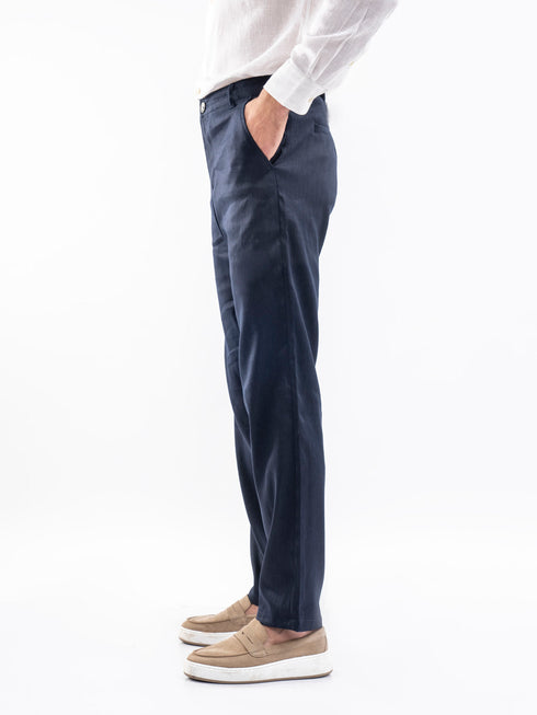 Navy Blue 100% Linen Chinos