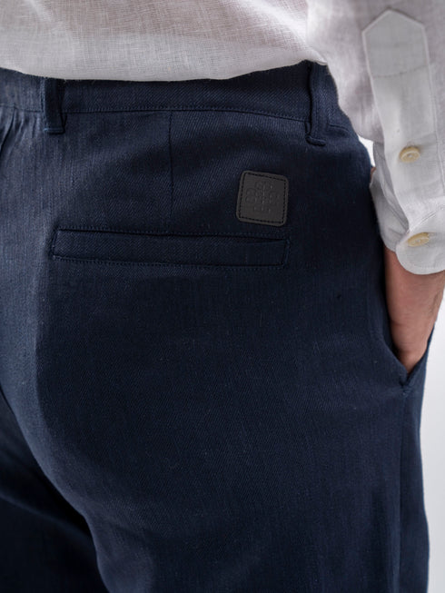 Navy Blue 100% Linen Chinos