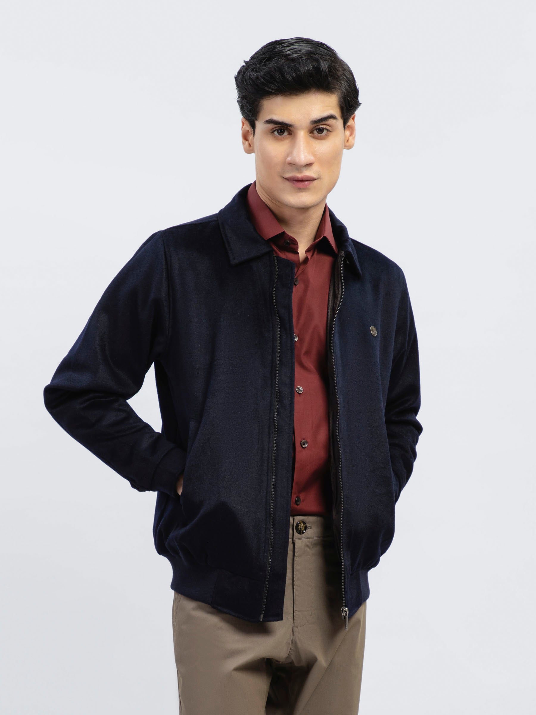 Blue shop collar jacket