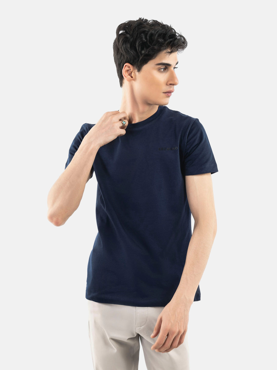 Navy Blue Basic Crew Neck T-Shirt Brumano Pakistan