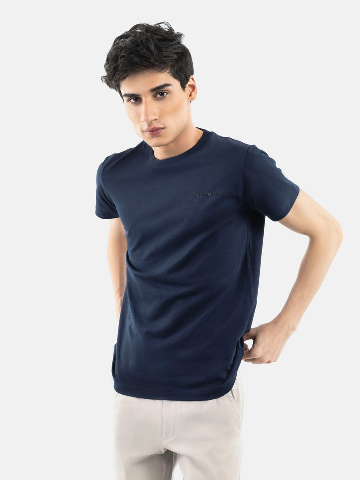Navy Blue Basic Crew Neck T-Shirt Brumano Pakistan