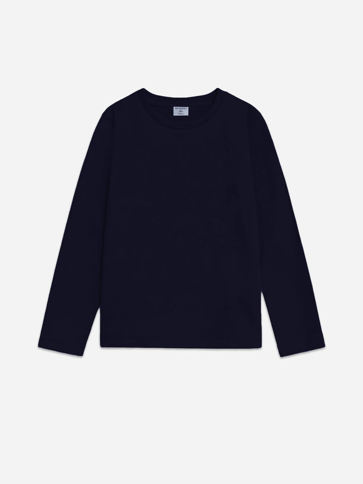 Navy Blue Basic Long Sleeve Casual T-Shirt - Junior