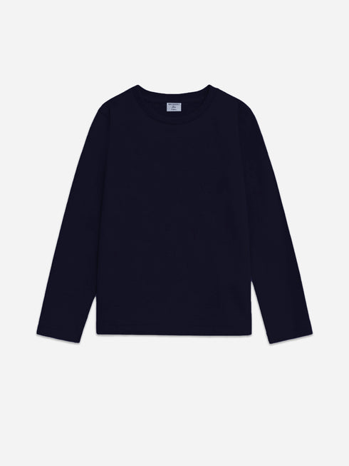 Navy Blue Basic Long Sleeve Casual T-Shirt - Junior