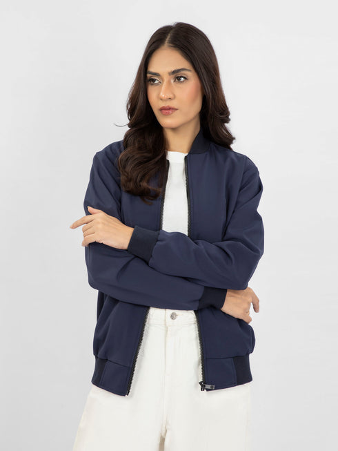 Navy Blue Bomber Jacket - Women