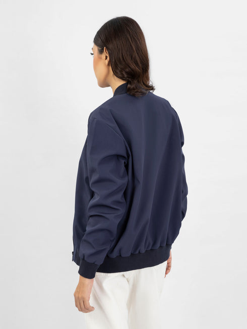 Navy Blue Bomber Jacket - Women