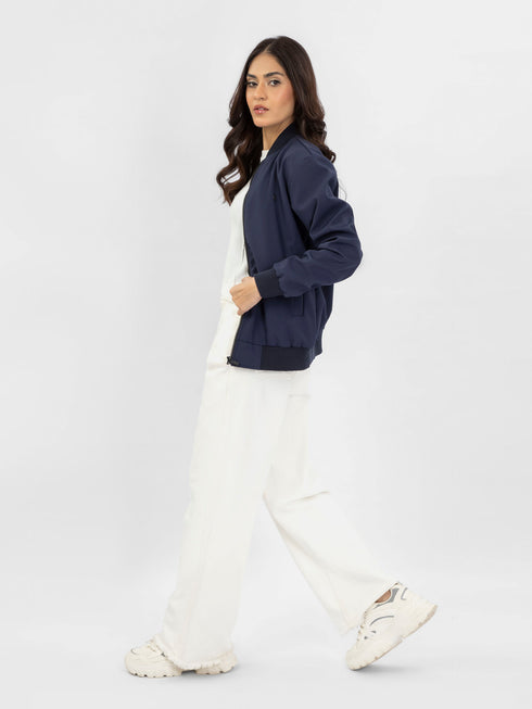 Navy Blue Bomber Jacket - Women