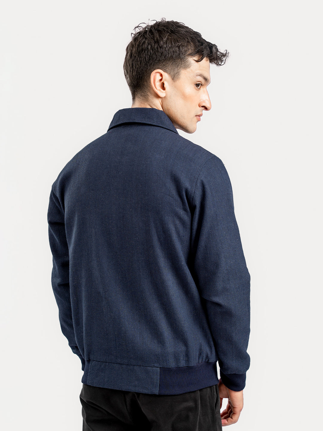 Navy Blue Casual Collar Jacket With Cargo Pocket