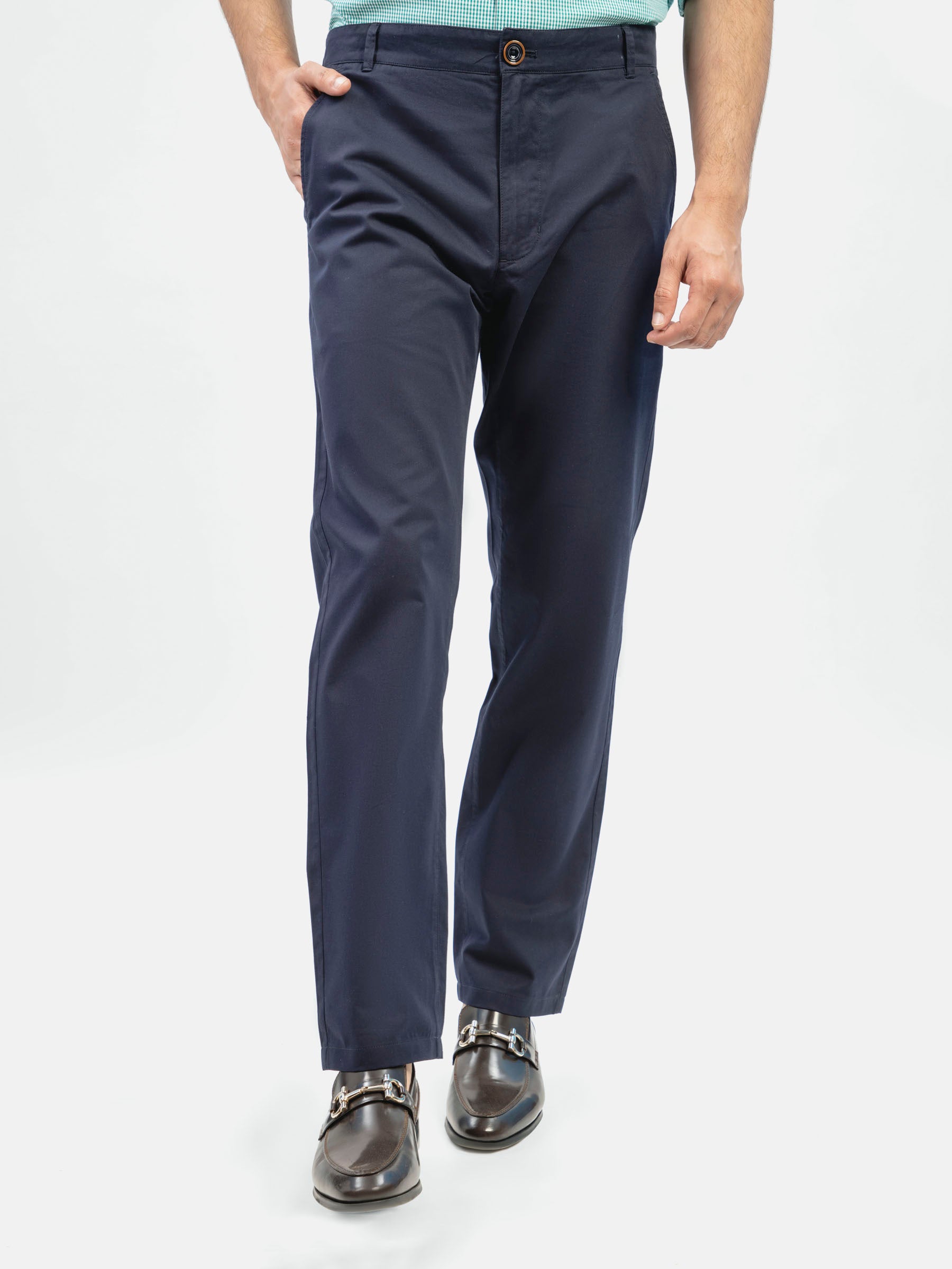 Navy Blue Casual Fit Chinos – Brumano