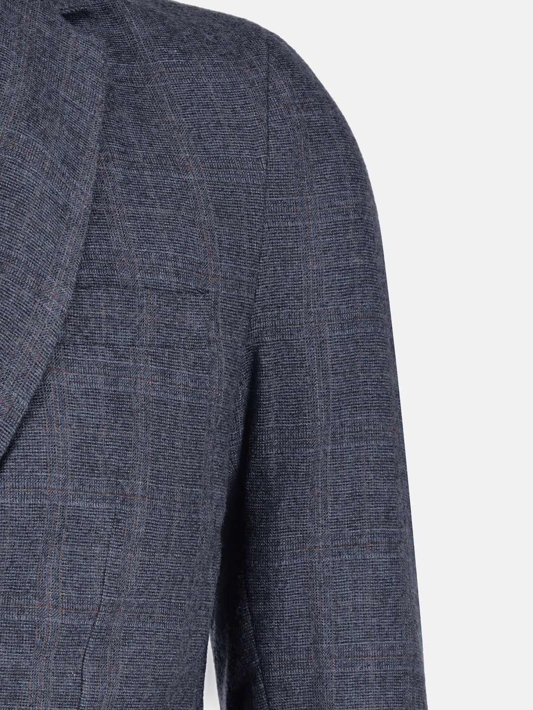 Navy Blue Checkered Wool & Cashmere Blazer - Sartoria Brumano Pakistan