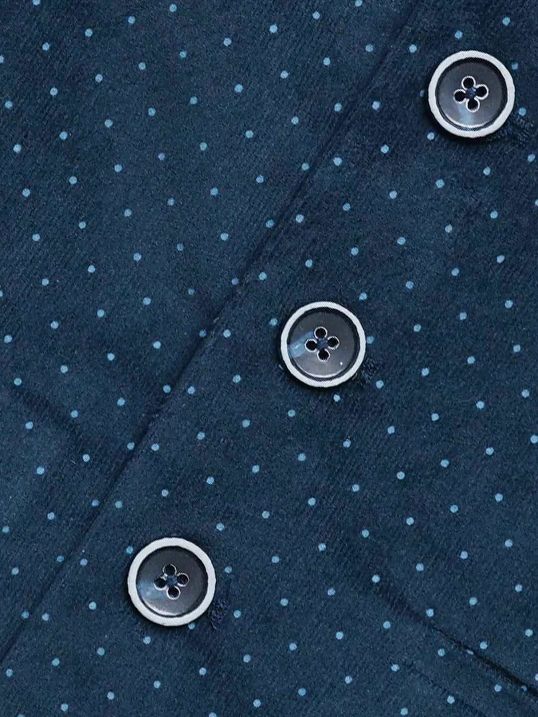 Navy Blue Corduroy Polka Dot Formal Vest with Bow - Junior