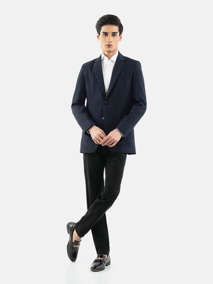Navy Blue Dobby Structured Blazer Brumano Pakistan